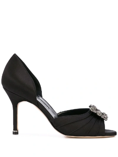 Shop Manolo Blahnik Cassia Crystal Embellished Sandals In Black