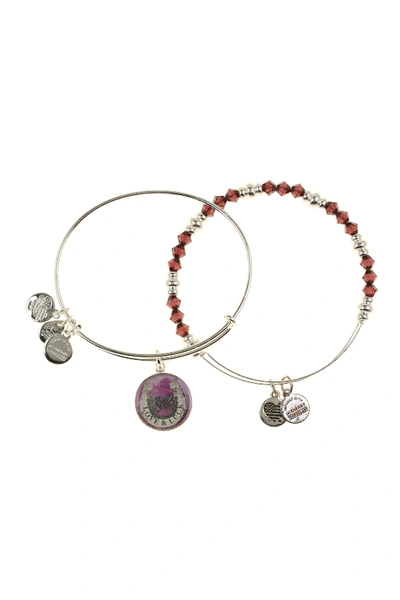 Shop Alex And Ani Art Infusion Fortunes Adjustable Wire Bracelets - Set Of 2 In Shny Slvr