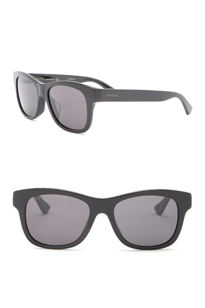 Shop Gucci 53mm Rectangle Sunglasses In Black-black-grey