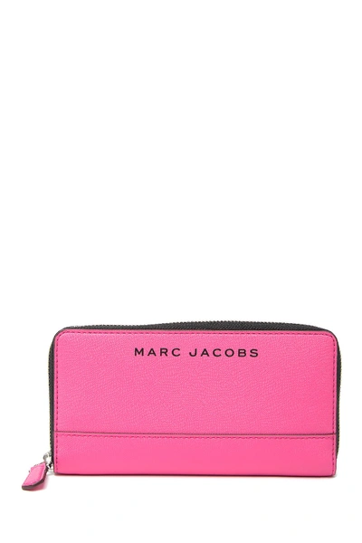 Shop Marc Jacobs Branded Saffiano Standard Continental Wallet In Vivid Pink