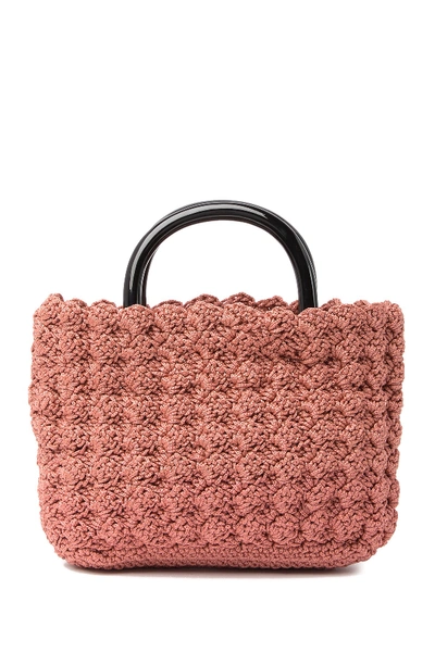 Shop Loeffler Randall Audrey Woven Bag In Buff Pink