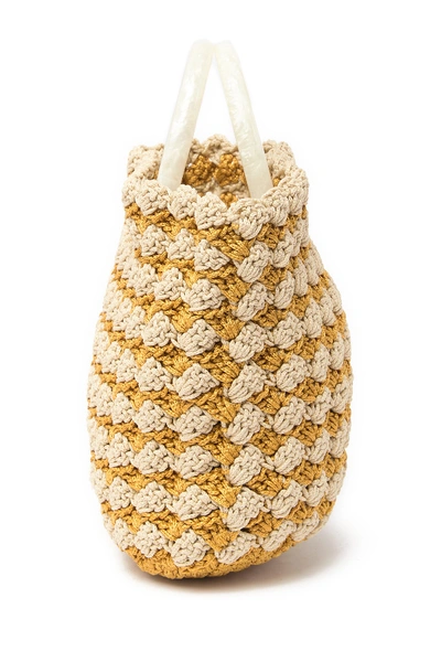 Shop Loeffler Randall Audrey Woven Bag In Marigold/cream