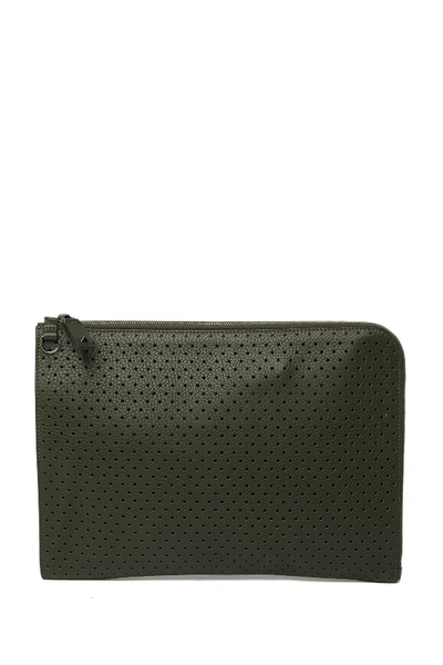 Shop Valentino Perforated Leather Document Case In Deep Army