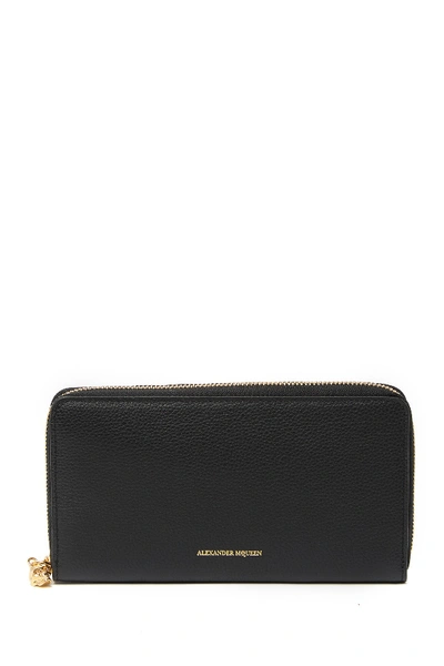 Shop Alexander Mcqueen Continental Leather Wallet In Black