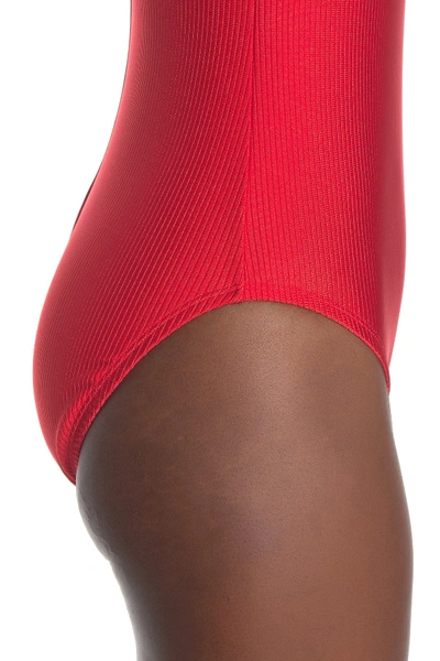 Shop Reebok Sport Ribbed One-piece Swimsuit In Red