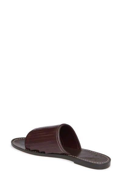 Shop Trademark Taos Kiltie Slide Sandal In Bordeaux