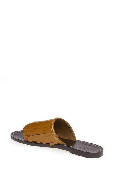 Shop Trademark Taos Kiltie Slide Sandal In Mustard