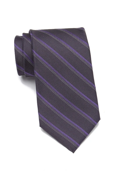 Shop Calvin Klein Hi-rise Stripe Silk Tie In Purple