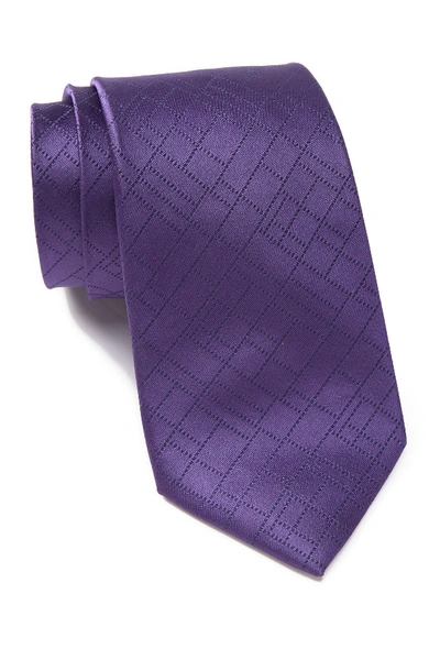 Shop Calvin Klein Digital Grid Silk Tie In Purple