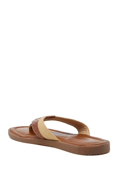 Shop Tommy Bahama Anchors Astern Leather Flip Flop In Tan