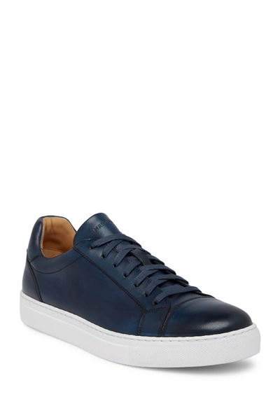 Shop Magnanni Curvo Leather Sneaker In Navy