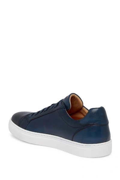 Shop Magnanni Curvo Leather Sneaker In Navy