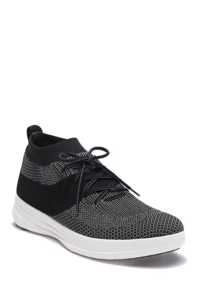 Shop Fitflop Uberknit Slip-on High Top Sneaker In Black/charcoal Mix