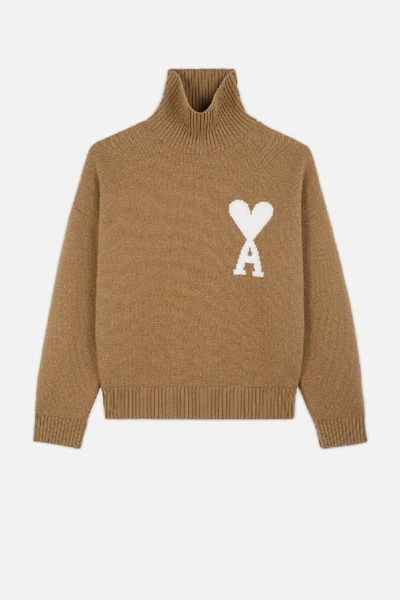 Shop Ami Alexandre Mattiussi Ami De Coeur Oversize Sweater In Neutrals