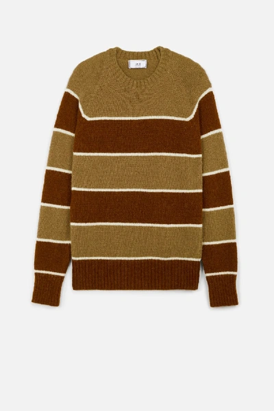 Shop Ami Alexandre Mattiussi Crewneck Striped Sweater In Brown