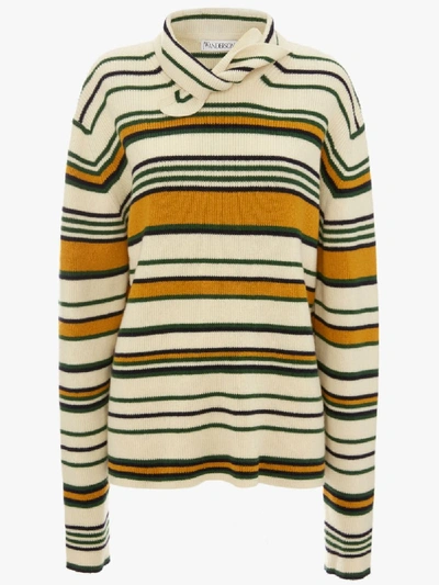 Shop Jw Anderson Tie Collar Striped Jumper In Yellow