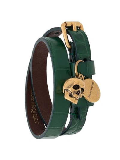 Shop Alexander Mcqueen Double-wrap Bracelet In Green