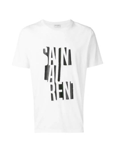 Shop Saint Laurent Deconstructed Logo T-shirt In White