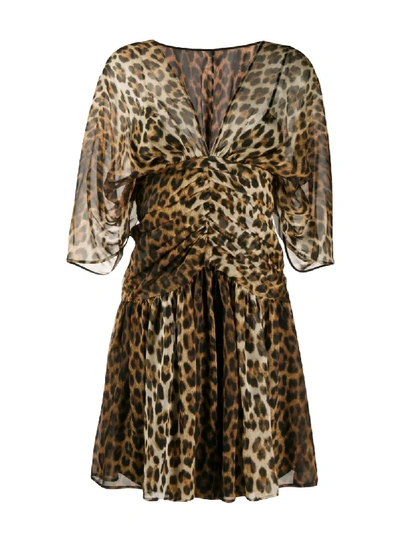 Shop N°21 Leopard Print Silk Dress In Brown