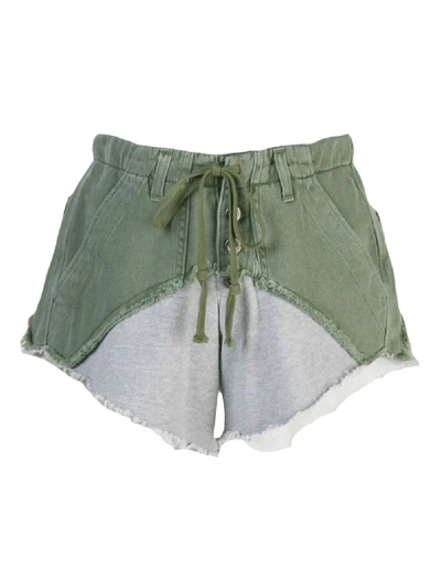 Shop Greg Lauren Two Tone Shorts In Green