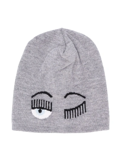 Shop Chiara Ferragni Flirting Beanie Hat In Grey