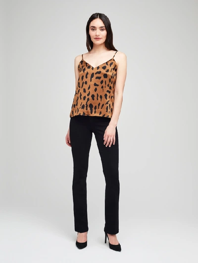 L Agence Jane Cheetah Print Silk Camisole In Camel/ Black Animal