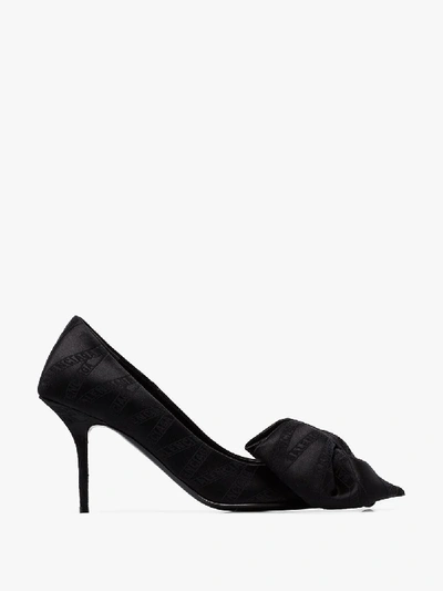 Shop Balenciaga Black Square Knife 80 Bow Pumps