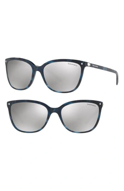 Shop Tiffany & Co 55mm Mirrored Square Sunglasses - Blue/ Grey