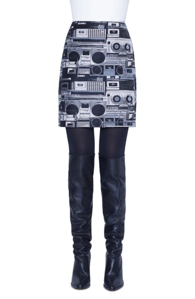 Shop Akris Punto Stereo Jacquard Miniskirt In Black Denim