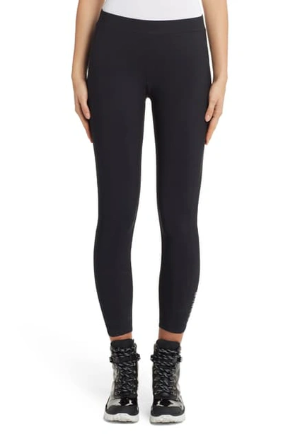 Shop Moncler Logo Crop Leggings In Black