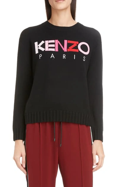 Shop Kenzo Logo Wool Sweater In Black
