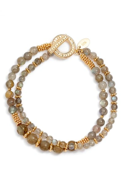 Shop Anna Beck Double Beaded Bracelet In Gold/ Labradorite