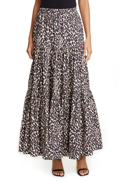 Shop La Doublej Big Leopard Print Convertible Tiered Maxi Skirt