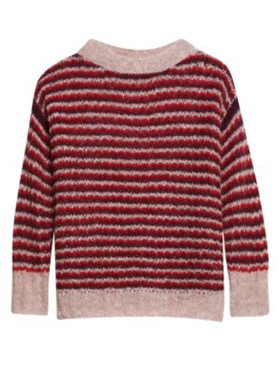 Shop Theory Stripe Baby Alpaca-blend Sweater In Crimson Multi
