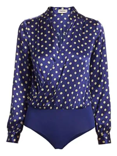 Shop L Agence Marcella Scarf Printed Bodysuit In Oceana Multi Maestro