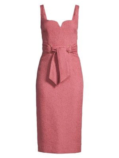Shop Rebecca Vallance Greta Crinked Sweetheart Sheath Dress In Pink