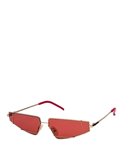 Shop Fendi Geometric Gold-tone Titanium Sunglasses