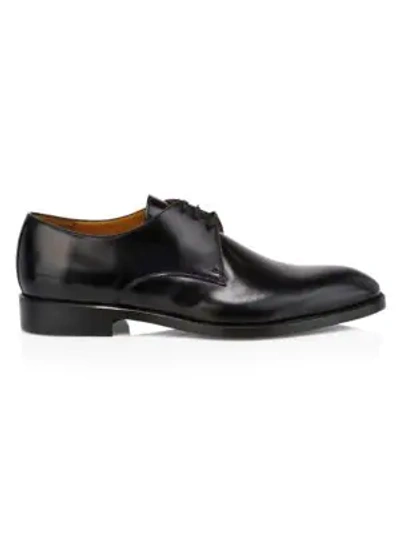 Shop Paul Stuart Hancock Plain Toe Leather Blucher Derby Shoes In Black