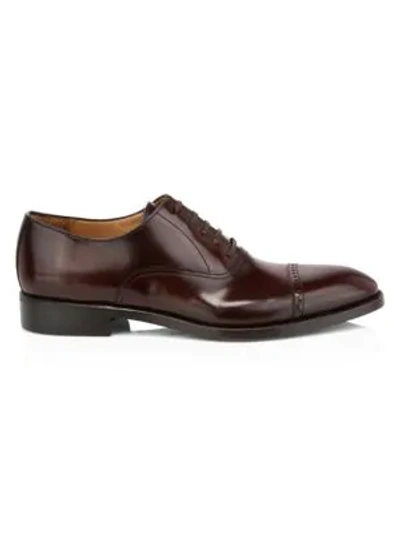 Shop Paul Stuart Hartford Leather Perforated-tip Balmoral Oxfords In Cordovan