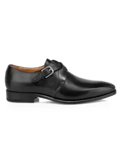 Shop Paul Stuart Men's Galante Crisscross Double Monk Strap Leather Shoes In Black