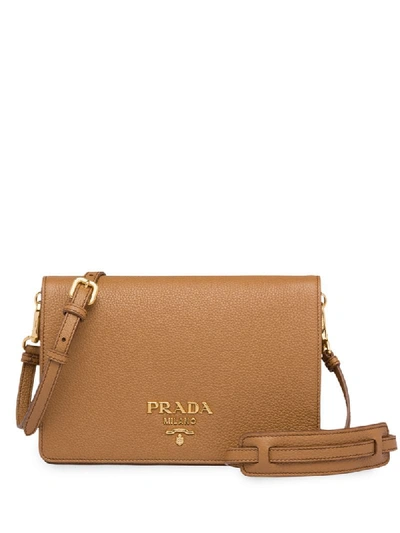 Shop Prada Leather Shoulder Bag - Brown