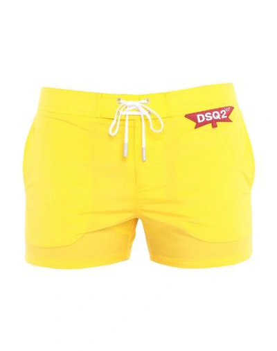 Shop Dsquared2 Swim Shorts In Yellow