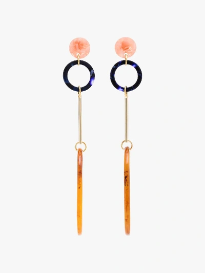 Shop Iuo 18k Gold Amber Drop Earrings In Multicolour