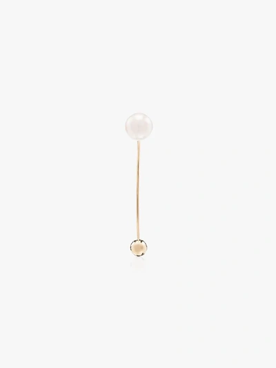 Shop Sophie Bille Brahe 14k Gold Elipse Pearl Bar Earring