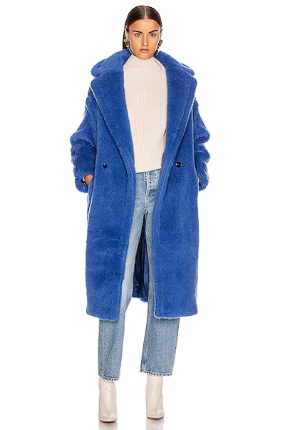 Shop Max Mara Teddy Tedgirl Coat In Cornflower Blue