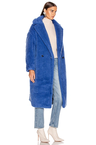 Shop Max Mara Teddy Tedgirl Coat In Cornflower Blue