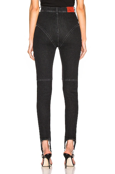 Shop Alessandra Rich High Waisted Crystal Button Stirrup Jean In Black