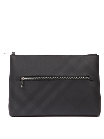 Shop Burberry Grey London Check Zipped Pouch In Black