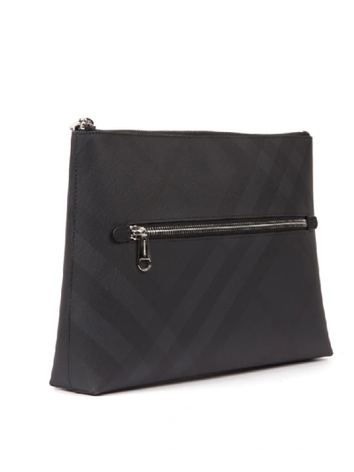 Shop Burberry Grey London Check Zipped Pouch In Black