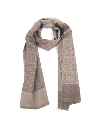 Shop Ferragamo Beige Wool Gancini Scarf